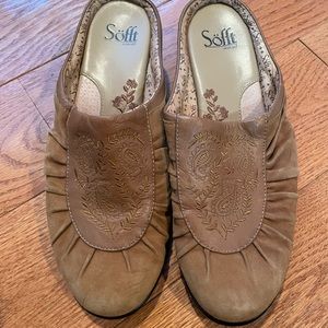 Söfft Women’s Leather Clogs Size 10 Brown Embroidered Comfort Slip-On Shoes